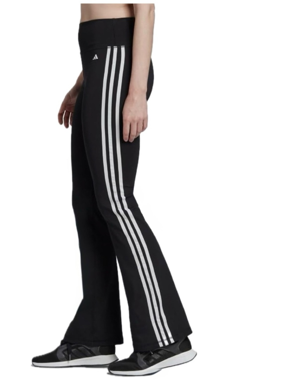 NWT Adidas Training Flared Leggings Three Stripes Tight Fit New High Rise XS $55 - Picture 2 of 5